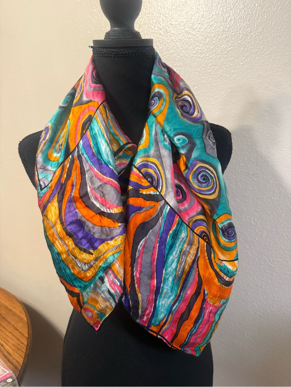 One hundred percent silk vintage retro scarf